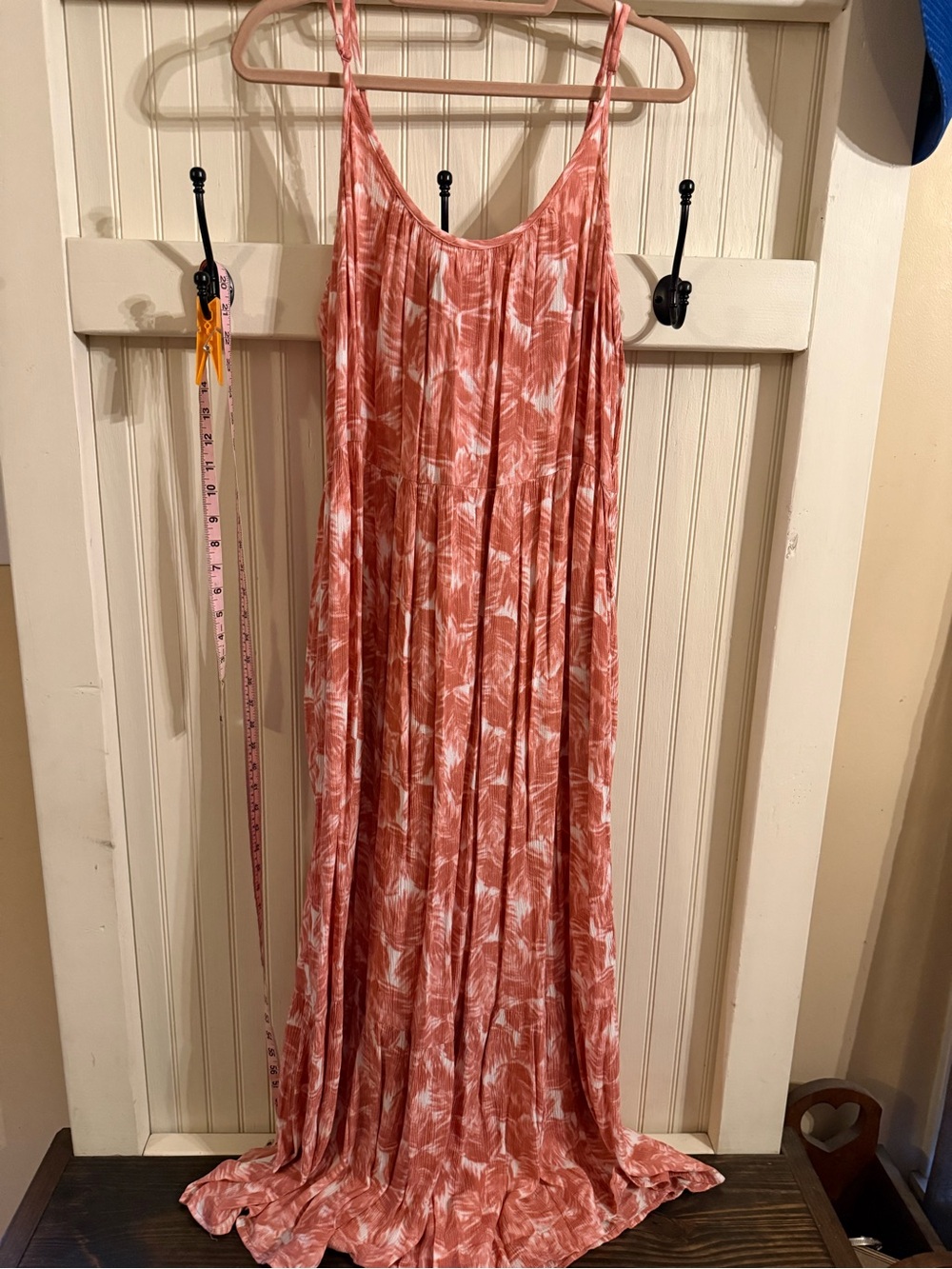 dip Coral Pink Tropical-Leaf Maxi Dress